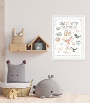 Personalised Keepsake Birth Print Pastel Whales, 4 of 5