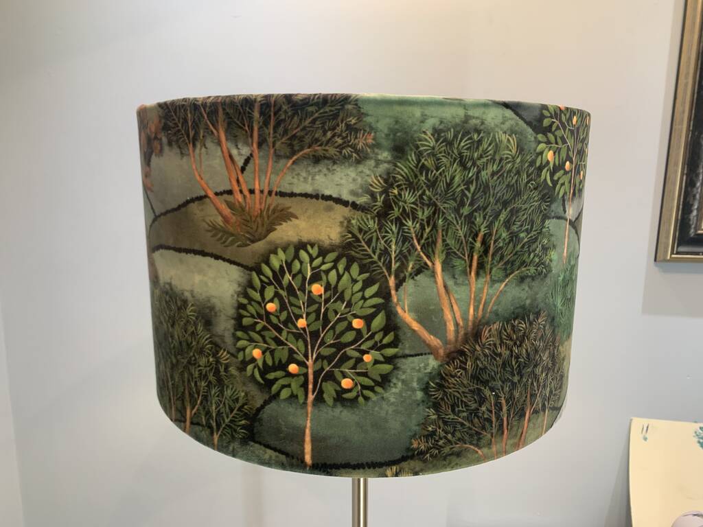 Velvet Enchanted Forest Drum Lampshade, 1 of 2