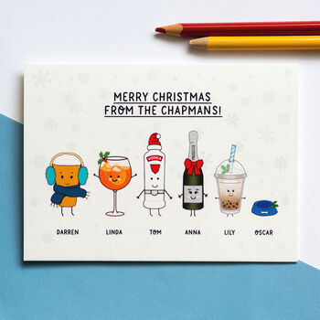Personalised Family Christmas Cards Pack Of 10, 6 of 8