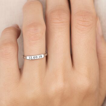Personalised Engraved Bar Ring In Sterling Silver Or Gold, 6 of 12