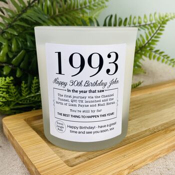 Personalised 30th 1993 Birthday Milestone Candle, 4 of 11