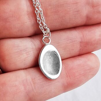 Silver Tiny Oval Fingerprint Necklace, 5 of 6