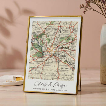 Personalised Vintage Map Picture With Hand Stitched Star, 4 of 5