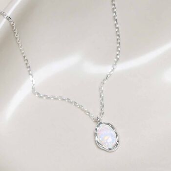 Sterling Silver Oval Opal Flow Necklace, 4 of 9