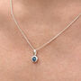 September Birthstone Sapphire Silver Charm Necklace, thumbnail 2 of 12