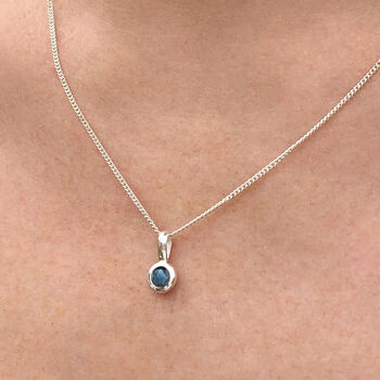 September Birthstone Sapphire Silver Charm Necklace, 2 of 12