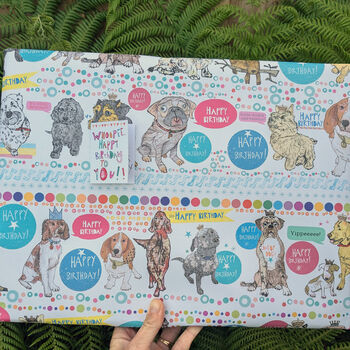 Recycled Birthday Dogs Wrapping Paper Three Sheets, 3 of 6