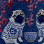 Chinoiserie Pug Lampshade On Blue, thumbnail 3 of 5