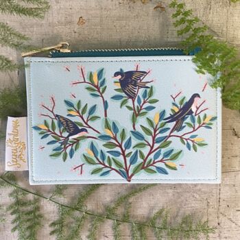 Personalised Bird Zip Credit Card Blue Purse, 2 of 5