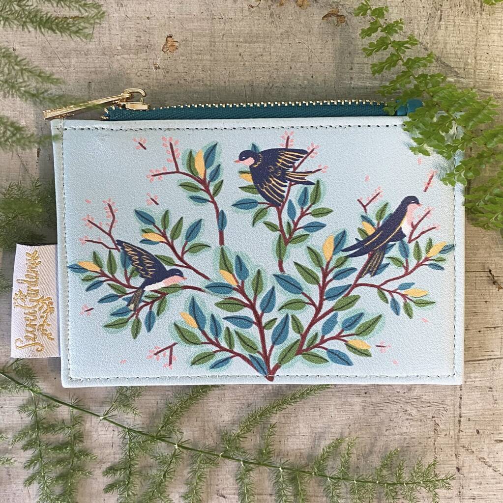 Personalised Bird Zip Credit Card Blue Purse, 1 of 5