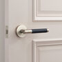 Brass Gold, Silver And Black Leather Door Lever Handles, thumbnail 4 of 12