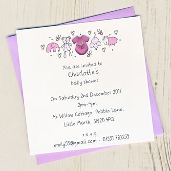 Pack Of Personalised Baby Shower Invitations, 4 of 4
