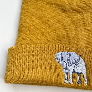 Elephant Embroidered Beanie Hat, 2 of 3