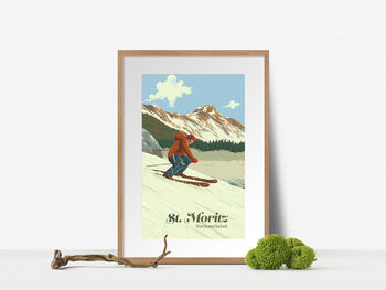 St Moritz Ski Resort Switzerland Travel Poster Print, 4 of 8