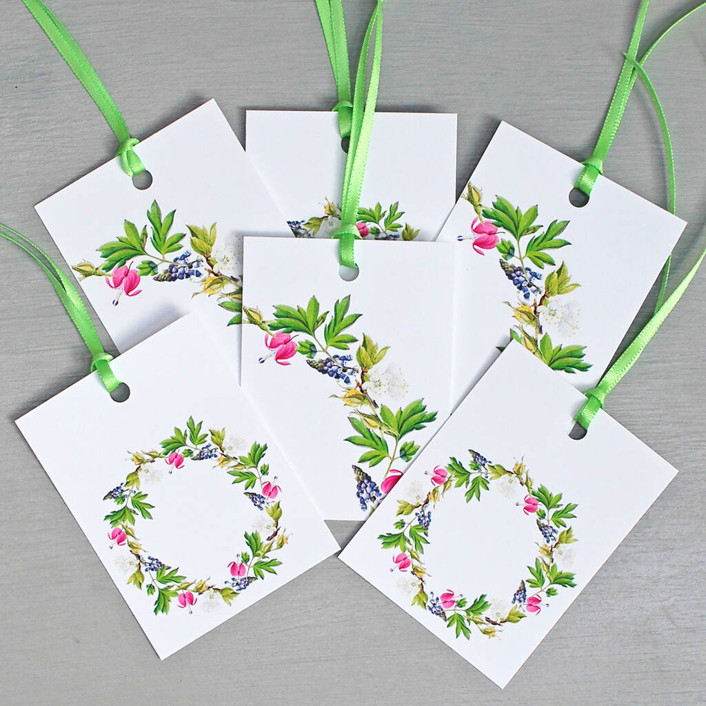 Gift Tags With Spring Flower Wreath, 1 of 3