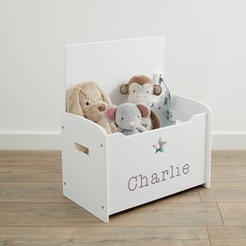 Personalised White Star Design Toy Box, 2 of 4