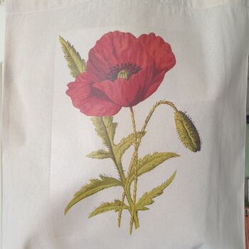 Poppy Illustration Print Cotton Shopper Tote Bag, 4 of 5