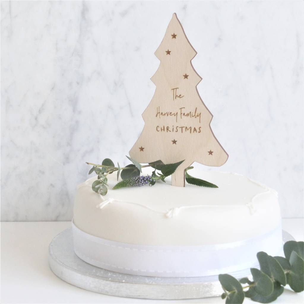 Personalised Family Christmas Tree Cake Topper By