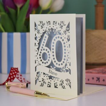 Personalised 60th Birthday Card Papercut Spotty Design, 5 of 7