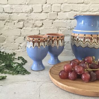 Pair Of Ceramic Wine Glasses In Sky Blue Colour, 4 of 5