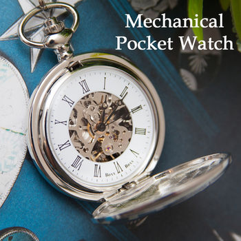 Engraved Pocket Watch Birthday Gift Circular Design, 6 of 8