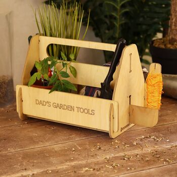 Personalised Wooden Garden Tool Caddy – Gardener Gift For Father’s Day, 6 of 12