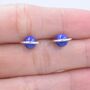 Sterling Silver 'Blue Planet' Saturn Planet Halo Stud Earrings With Lapis Lazuli Gemstone, thumbnail 5 of 12