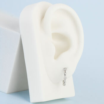Sterling Silver Bamboo Huggie Hoop Earrings, 2 of 5