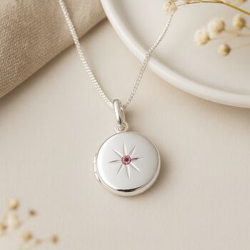 Personalised Sterling Silver October Birthstone Locket – Tourmaline, 4 of 8