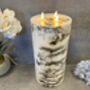 30cm Xl Marbled Grey LED Pillar Candle – Real Wax, thumbnail 3 of 12