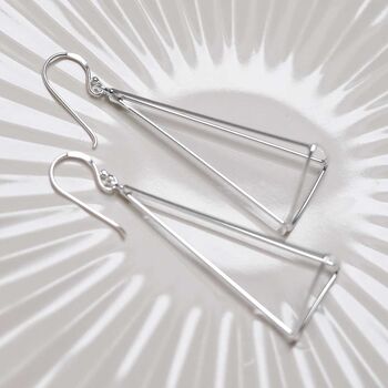 Sterling Silver Dangly Trigonal Pyramid Earrings, 6 of 9