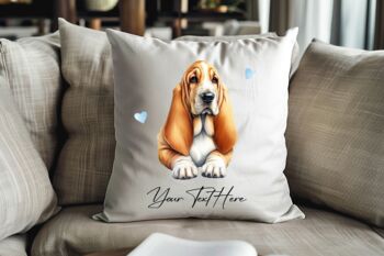 Personalised Basset Hound Hearts Cushion Cover Gift, 2 of 2