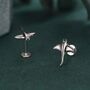 Sterling Silver Manta Ray Internally Threaded Flat Back Earrings, thumbnail 1 of 8