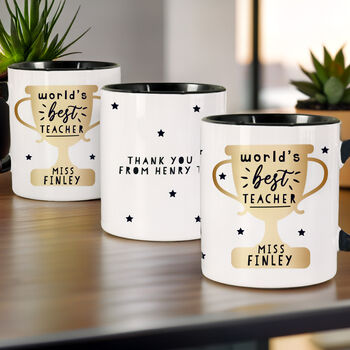 World's Best Teacher Black Mug, 5 of 8