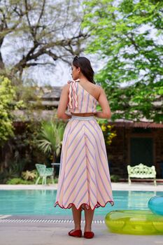 Stripe One Shoulder Top With A Line Skirt, 5 of 6