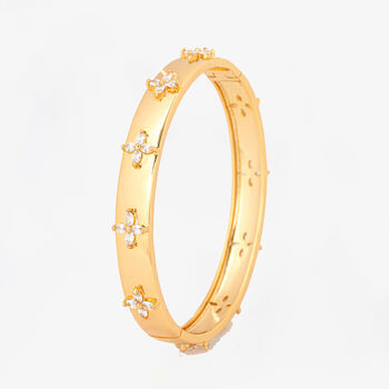 Kinmokusei 18 K Gold Plated Bead Floral Bangle, 3 of 5