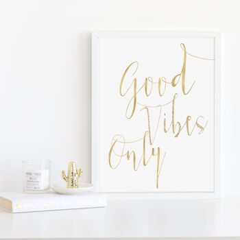 Good Vibes Only Typography Inspirational Print, 7 of 12