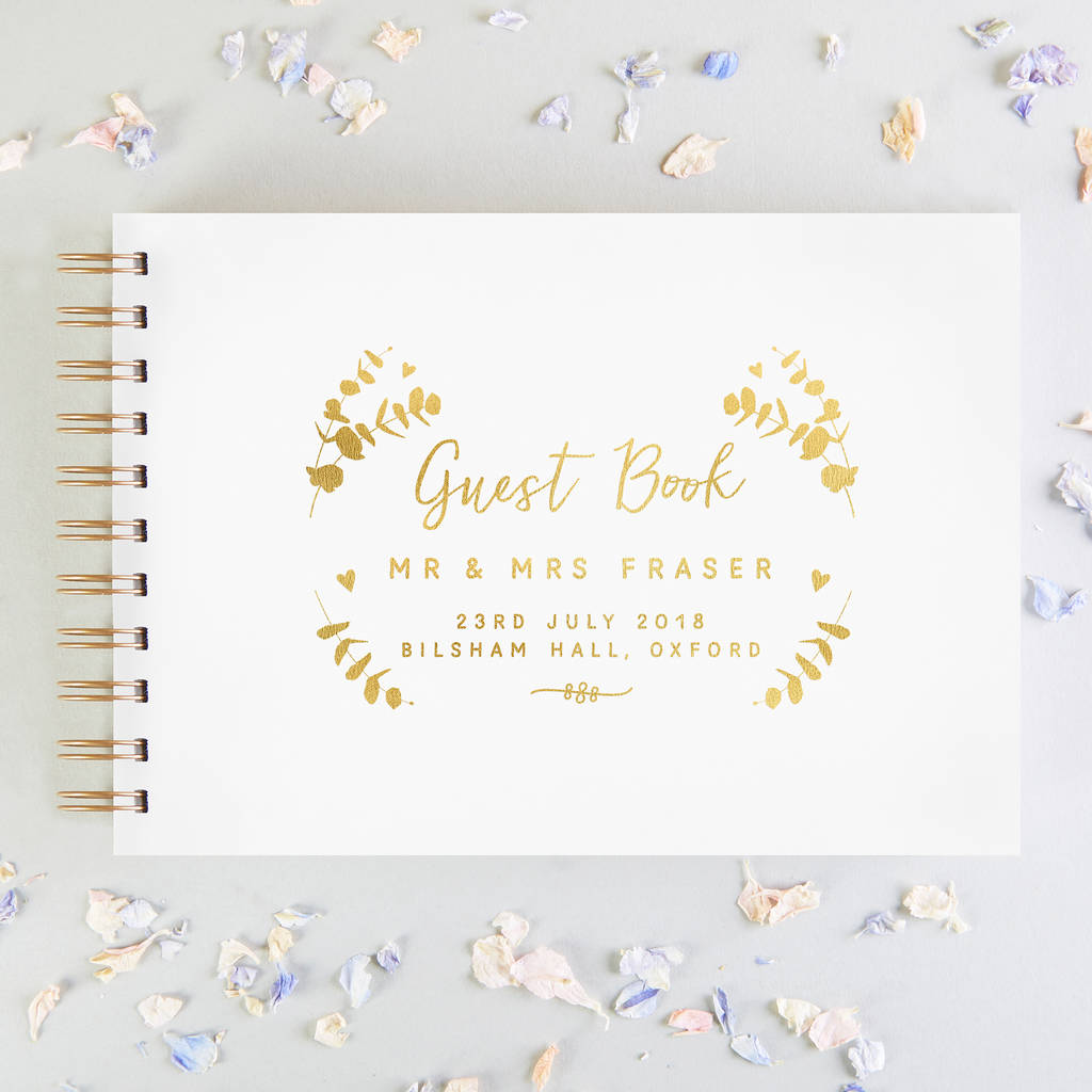 Eucalyptus Wedding Guest Book Personalised With Foil, 1 of 7