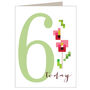 Mini Cross Stitch 6th Birthday Card, thumbnail 2 of 5