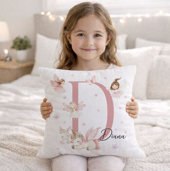 Kids Personalised Initial Dreamy Fairy Cushion, 2 of 4
