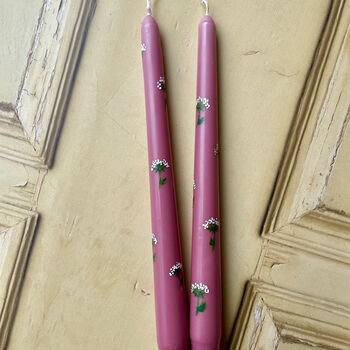 Hand Painted Cow Parsley Floral Candles, 2 of 3