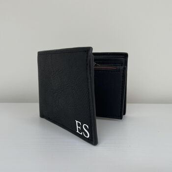 Personalised Black Mens Faux Leather Wallet, 2 of 6