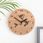 Hummingbird Themed Cherry Wood Clock, thumbnail 1 of 1
