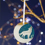 Starry Wolf Mirror Personalised Christmas Decoration, thumbnail 4 of 5