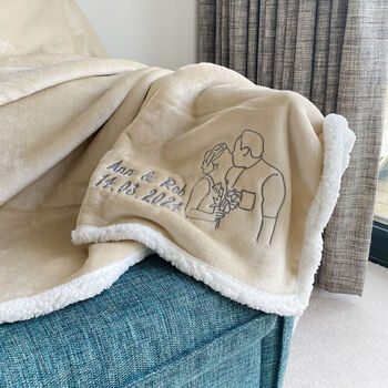 Personalised Embroidered Photo Neutral Sherpa Blanket, 10 of 10