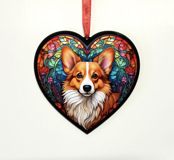 Corgi Stained Glass Effect Heart Suncatcher, 6 of 6