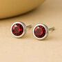 Sterling Silver July Ruby Birthstone Stud Earrings, thumbnail 1 of 4