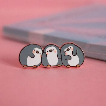 Three Penguins Enamel Pin | Cute Pin Badges, 4 of 5