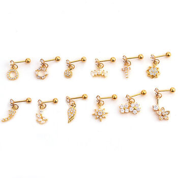 Stackable Gold Plated Screw Back Stud Earring With White Crystal, 4 of 6