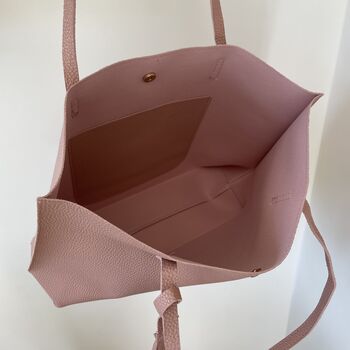 Personalised Embossed Pink Textured Faux Leather Tote Bag, 3 of 3
